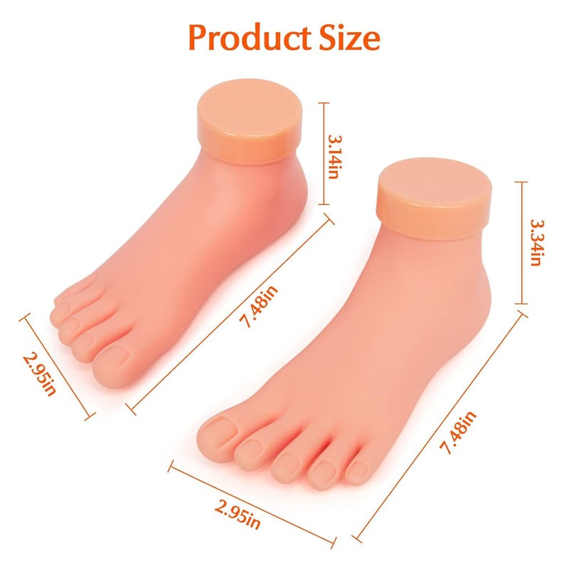 krofaue Practice Fake Foot Model 1 Pair Flexible Soft Silicone Prosthetic Manicure Tool for Nail Tips Art Training - Image 2